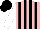 Silk - Pink and black stripes, white sleeves, black cap