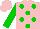 Silk - pink, green spots, green sleeves, pink cap