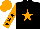 Silk - Black, orange star, orange sleeves, black stars, orange cap