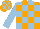 Silk - orange and light blue checks, light blue sleeves, checked cap