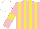 Silk - Pink and yellow stripes, yellow armbands on pink sleeves, white cap