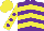 Silk - Purple, yellow chevrons front and back, purple dots on yellow sleeves, yellow cap