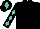 Silk - Black, turquoise diamonds on sleeves, turquoise diamond  on cap