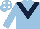 Silk - light blue, dark blue chevron, light blue sleeves, light blue cap, white spots