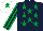 Silk - Dark blue, emerald green stars, striped sleeves, white cap, emerald green star