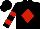 Silk - Black, red diamond, red hoops on sleeves, black cap