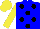 Silk - blue, black spots, yellow sleeves and cap