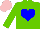 Silk - Light Green, blue heart, pink cap