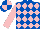 Silk - Royal blue and pink diamonds, pink sleeves, quartered cap