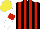 Silk - Black and red stripes, white sleeves with red armbands, yellow cap