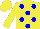 Silk - Yellow, blue dots,