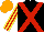 Silk - Black, red crossbelts, red and yellow striped sleeves, orange cap