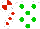 Silk - white, green spots, red spots on sleeves, quartered cap