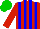 Silk - Red and blue stripes, red sleeves, green cap