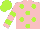 Silk - Pink, lime dots, lime hoops on sleeves, lime cap