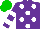 Silk - Purple, white spots, purple sleeves, white hoops, green cap