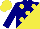 Silk - French navy, yellow diagonal spots, french navy, sleeves, yellow cap, french navy spot