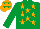 Silk - Emerald green, orange stars, orange cap, emerald green stars