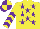 Silk - Yellow, purple stars, chevrons on sleeves, purple and yellow quartered cap