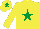 Silk - Yellow, emerald green star, emerald green star on cap