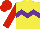 Silk - Yellow, purple chevron hoop, red sleeves, red cap