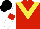 Silk - Red, yellow chevron, white sleeves, red armbands, black cap