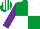 Silk - Emerald green & white quartered, purple sleeves, emerald green & white striped cap