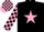 Silk - Black, Pink star, checked sleeves and cap