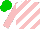 Silk - Pink and white diagonal stripes, green cap