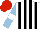 Silk - White, black stripes, light blue sleeves, white armbands, red cap