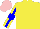 Silk - Yellow, blue band, blue stripe on yellow sleeves, pink cap