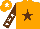 Silk - Orange, brown star, brown sleeves, white stars, orange cap, white star