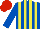 Silk - ROYAL BLUE and YELLOW stripes, ROYAL BLUE sleeves, RED cap