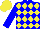 Silk - blue body, yellow diamonds, blue arms, yellow cap