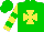 Silk - Green, yellow maltese cross, green hoops on yellow sleeves