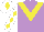 Silk - Mauve, yellow chevron, white sleeves, yellow diamonds, white cap, yellow diamond