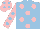 Silk - light blue, pink spots, pink sleeves, light blue spots, pink cap, light  blue spots