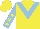 Silk - Yellow, light blue 'v', yellow stars on light blue sleeves,yellow cap