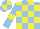 Silk - Light blue, yellow blocks, yellow armlets on sleeves, light blue and yellow quartered cap