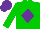 Silk - green, purple diamond, green sleeves, purple cap