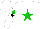 Silk - White, green star, green diamond on sleeve, black star on white cap