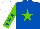 Silk - ROYAL BLUE, LIGHT GREEN star, LIGHT GREEN sleeves, ROYAL BLUE stars, WHITE cap