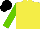 Silk - Yellow, light green sleeves, black cap