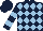 Silk - Dark blue, light blue diamonds, light blue bars on sleeves