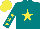 Silk - Teal, yellow star, yellow stars on sleeves, yellow cap