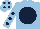 Silk - Light blue, dark blue disc, dark blue spots on sleeves, light blue cap, dark blue spots