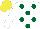 Silk - White, dark green spots, yellow cap