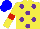 Silk - Yellow, purple spots, yellow sleeves, red armbands, blue cap