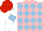 Silk - Pink, light blue diamonds, white sleeves, light blue armbands, red cap