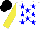 Silk - White, blue stars, yellow sleeves, black cap